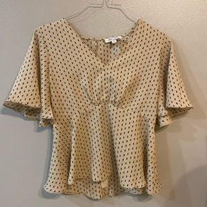 She & Sky Blouse, Tan & Black, Size Medium